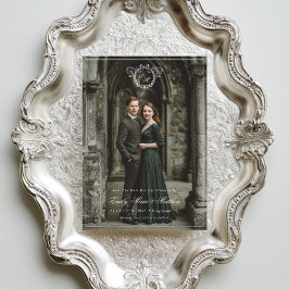 Antieke krans monogram Elegante trouwfoto volledig Save The Date