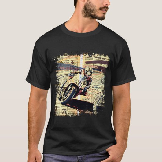 Antieke Krant Motorracewedstrijden T-shirt (Voorkant)