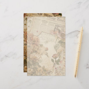 Antieke Kranten Bloem Esthetisch Brief Schrijven Briefpapier