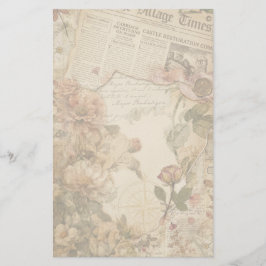 Antieke Kranten Bloem Esthetisch Brief Schrijven Briefpapier