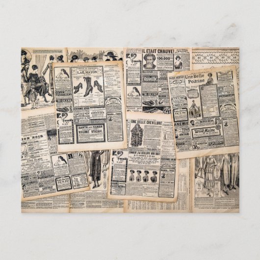 Antieke Krantenadvertentiebladen Decoupage Briefkaart (Voorkant)
