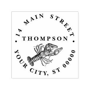 Antieke Kreeft #1 Tekenkaart Retouradres Zelfinktende Stempel