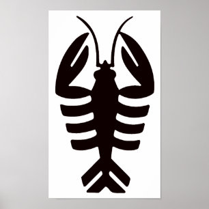 Antieke kreeft in het zwart, Art Deco zeevruchten Poster