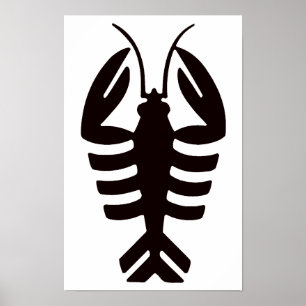 Antieke kreeft in het zwart, Art Deco zeevruchten Poster