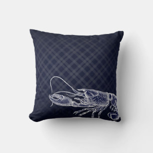 Antieke Kreeft Marineblauw Elegante Zeevoeding Oce Kussen