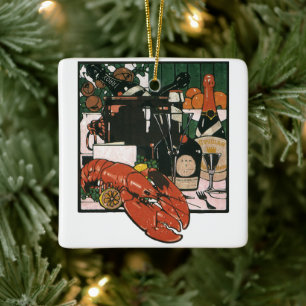 Antieke kreeftchampagne; Elegant feestelijk feest Keramisch Ornament