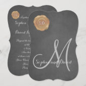 Antieke krijt oude waszegel monogram trouw uitnodi kaart (Voorkant / Achterkant)