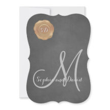 Antieke krijt oude waszegel monogram trouw uitnodi