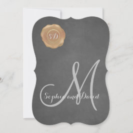 Antieke krijt oude waszegel monogram trouw uitnodi kaart