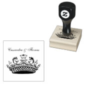 Antieke Kroon Met Schaakstukken Naam Rubberstempel (Gestempeld)