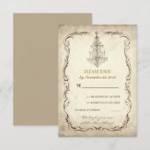 antieke kroonluchter trouw RSVP kaarten (Voorkant / Achterkant)