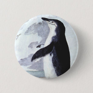 Antieke Kuifpinguïn, Vogels uit Antarctica Ronde Button 5,7 Cm