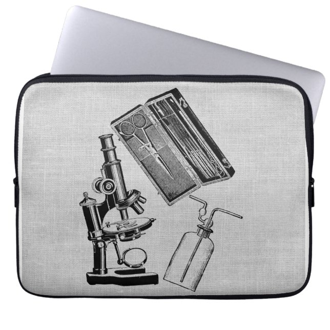 Antieke laboratoriumapparatuur laptop sleeve (Voorkant)