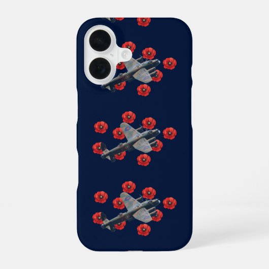 Antieke Lancaster tussen rode klaprozen iPhone 16 Hoesje (Achterkant)