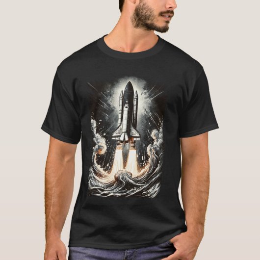Antieke lancering van spaceshuttle, Kennedy Space T-shirt (Voorkant)