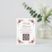 Antieke Landelijke Bloemencode QR Code RSVP Trouww Informatiekaartje (Staand voorkant)