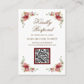 Antieke Landelijke Bloemencode QR Code RSVP Trouww Informatiekaartje (Voorkant)