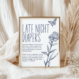 Antieke Landelijke Late Nacht Luier Baby Shower Sp Poster
