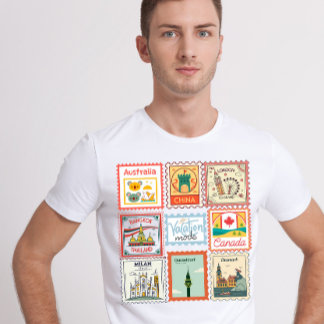 Antieke landelijke postzegel t-shirt