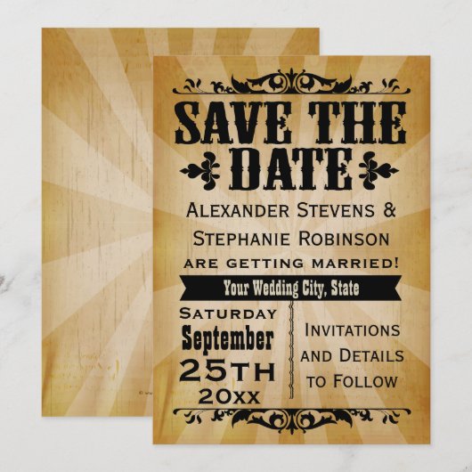 Antieke landelijke save-the-datekaarten save the date (Voorkant / Achterkant)