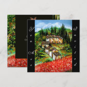 ANTIEKE LANDERIGE DORP IN TUSCANJE, rood blauw zwa Kaart (Voorkant / Achterkant)