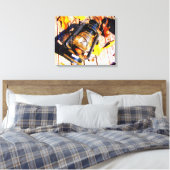 Antieke lantaarn met herfstbladeren canvas afdruk (Insitu (Slaapkamer))