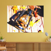 Antieke lantaarn met herfstbladeren canvas afdruk (Insitu (Woonkamer))