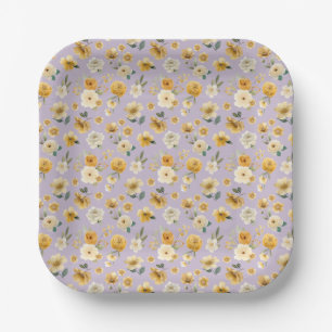 Antieke lavendel bloemenprint baby shower bord