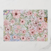 Antieke lavendel pioen folie 'Save The Date' kaart (Achterkant)