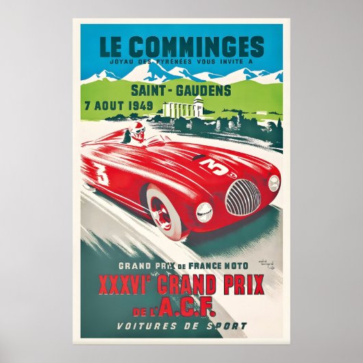 Antieke Le Comminges Autowederij Poster Retro Fran (Voorkant)