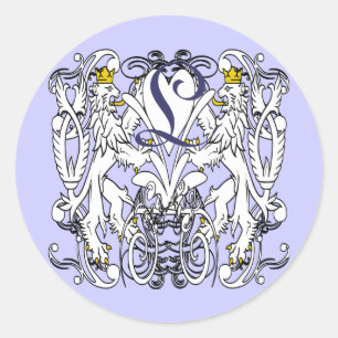 Antieke Leeuw Rampant Renaissance Huwelijkszegels Ronde Sticker
