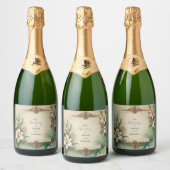 antieke lelies bruiloft sparkling wijnetiket (Flessen)