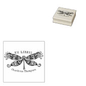 Antieke Libelle, Bibliotheek Ex Libris Rubberstempel (Gestempeld)