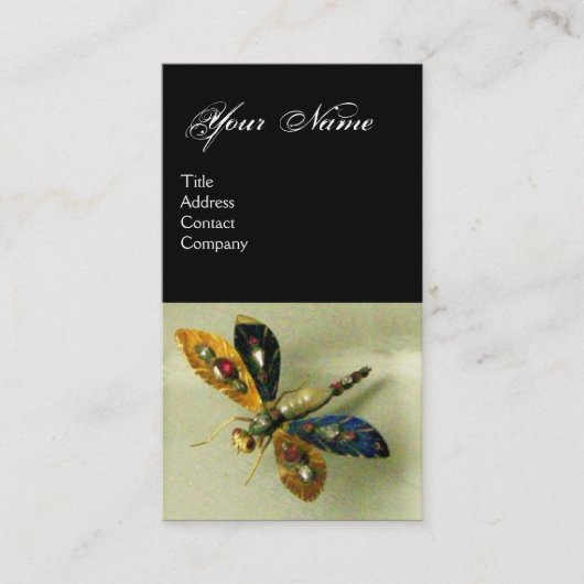 ANTIEKE LIBELLE JEWEL INITIALEN ,Zwart Wit Visitekaartje (Voorkant)