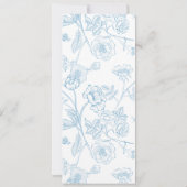 Antieke lichtblauwe monogram bloemensier menu kaart (Achterkant)