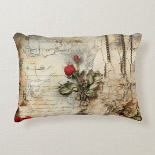 Antieke liefdesbrief Calligrafie Bloem Accent Kussen