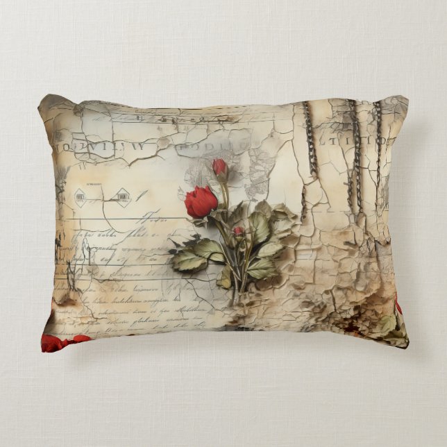 Antieke liefdesbrief Calligrafie Bloem Accent Kussen (Voorkant)
