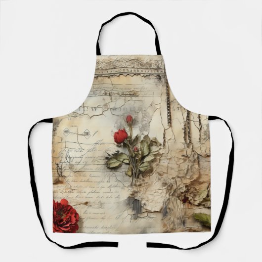 Antieke liefdesbrief Calligrafie Bloem Schort (Voorkant)