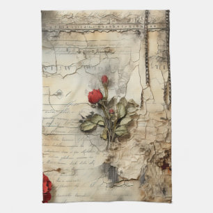 Antieke liefdesbrief Calligrafie Bloem Theedoek