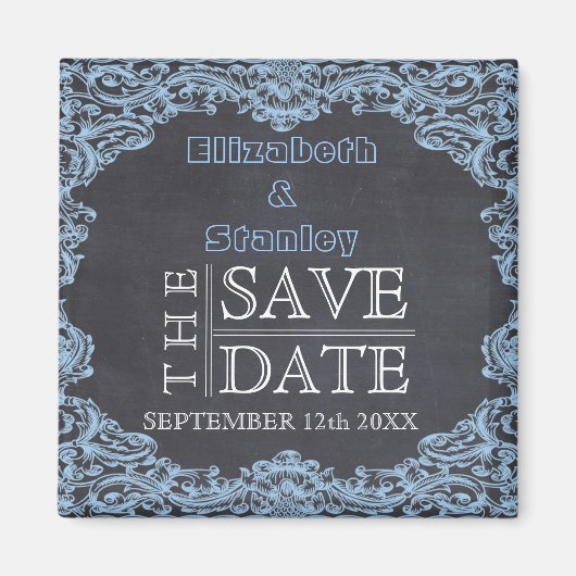 Antieke lijst en krijtbord trouw Save the Date Magneet (Voorkant)