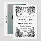 Antieke lijst Handfasting Plat Bewaar de datum kaa Save The Date (Voorkant / Achterkant)