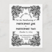 Antieke lijst handfasting vlakke save the date kaa aankondigingskaart (Voorkant)