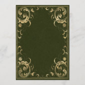Antieke lijst olijfgroen goud bruiloft menu (Achterkant)
