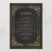 Antieke lijst zwart goud bruiloftsmenu menu (Voorkant)