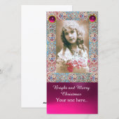 ANTIEKE LIS,ENGELEN,KOSTBARE JEWELEN,ROZE EDELSTEN FEESTDAGENKAART (Voorkant / Achterkant)