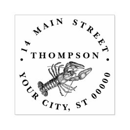 Antieke Lobster #1 Tekenkaart Retouradres Rubberstempel