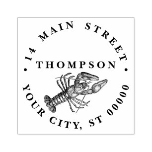 Antieke Lobster #1 Tekenkaart Retouradres Rubberstempel