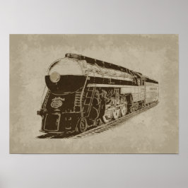 Antieke locomotief - Art Deco-tijdperk Poster