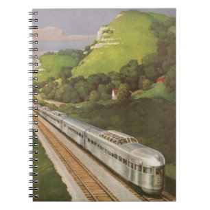Antieke locomotief in het land, vakantie per trein notitieboek