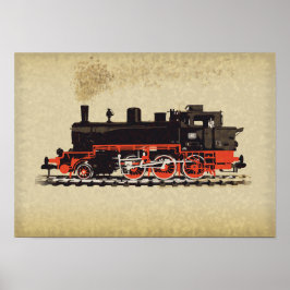 Antieke locomotief poster